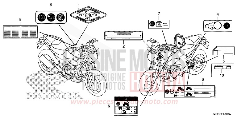 ETIQUETTE DE PRECAUTIONS von NC700S Schaltgetriebe PEARL SUNBEAM WHITE (NHA66) von 2013
